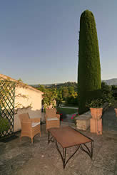 Couché de soleil sur la terrasse de la chambre Malaussène